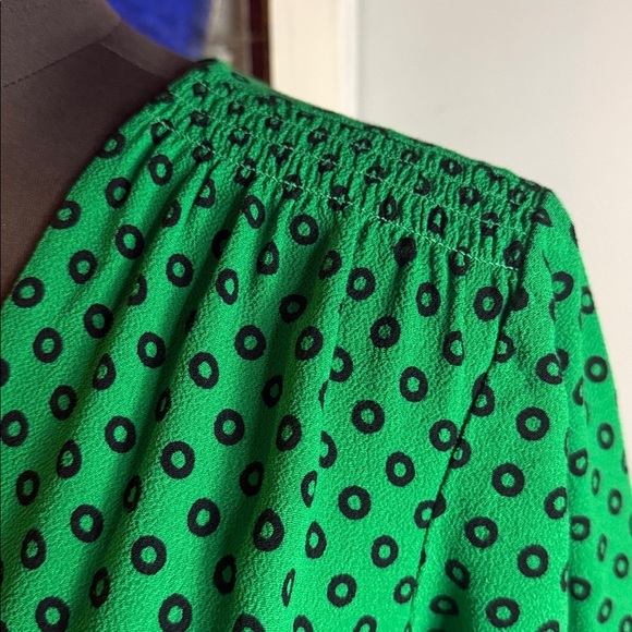 Diane Von Furstenberg Kelly Green Polka Dot Midi Dress SZ 10 - Picture 3 of 9